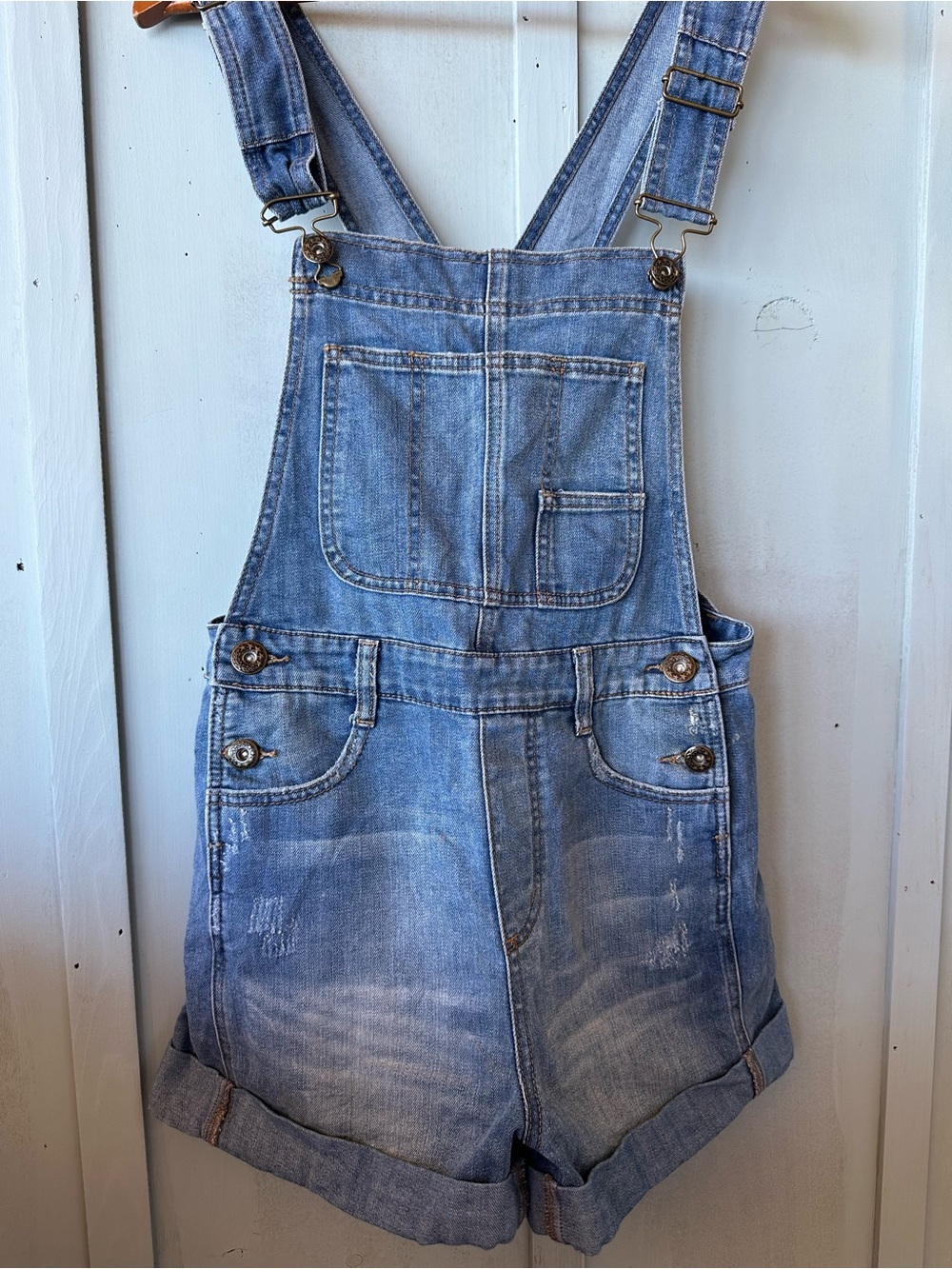 Free People Ziggy Denim Shortalls Sapphire Blue - Picture 8 of 12